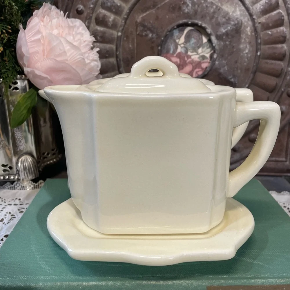 Restoration Hardware ceramic mini teapots creamer pitcher tray French Country